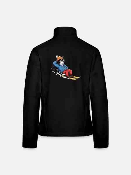 Entspannter Ski Hund Mit Sonnenbrille Und Mütze - Frauen Softshelljacke - Schwarz - Hinten