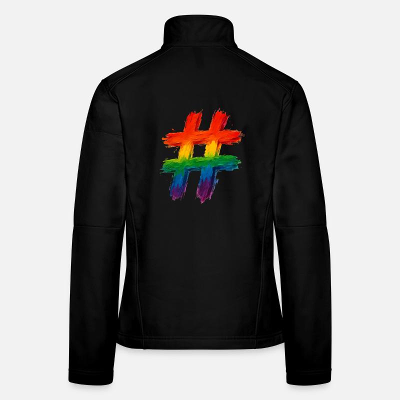 Bunter Hashtag in Regenbogenfarben gepinselt Frauen Softshelljacke