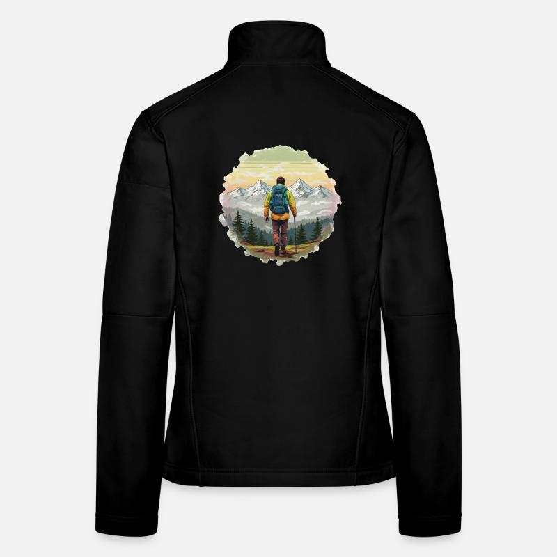 Wanderer am Sunset Mountain Ridge Frauen Softshelljacke