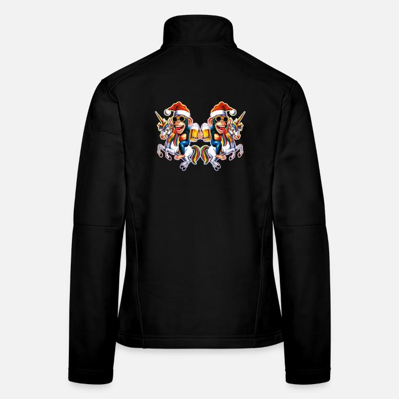 Affe Weihnachten Einhorn Christmas Party Frauen Softshelljacke