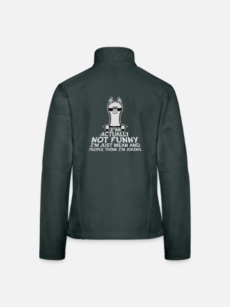 Lama Alpaka Not Funny Just Mean People Think Joke - Frauen Softshelljacke - Schwarz - Hinten