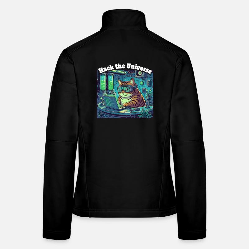 Hackerkatze im Universum Frauen Softshelljacke