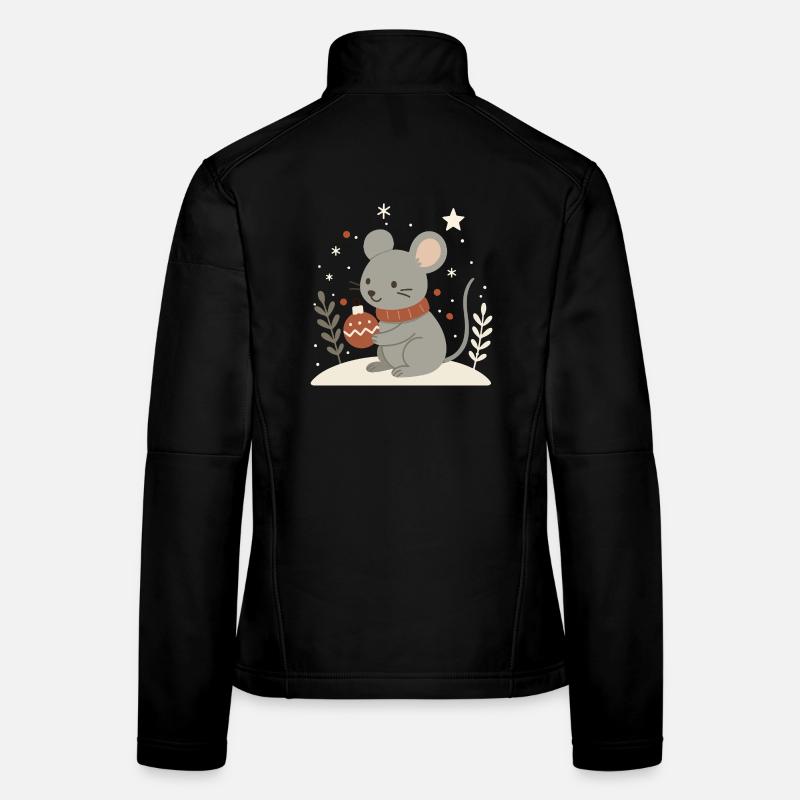 Winterliche Maus mit Weihnachtskugel – Tiermotiv Frauen Softshelljacke