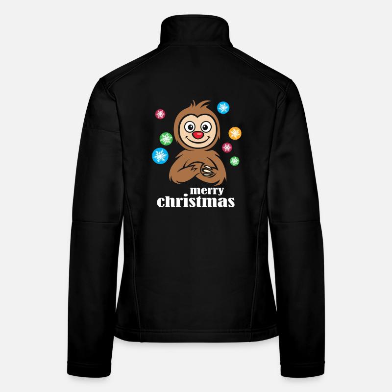Christmas Sloth Cartoon with Snowflakes Women's Softshell Jacket