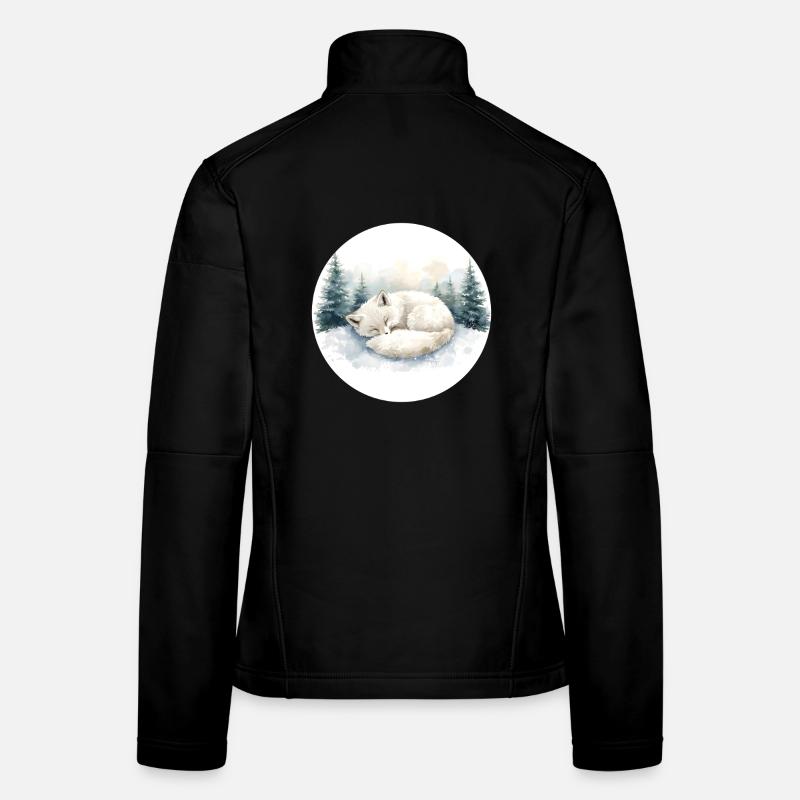 Polarfuchs Schneeschlaf Aquarell Frauen Softshelljacke