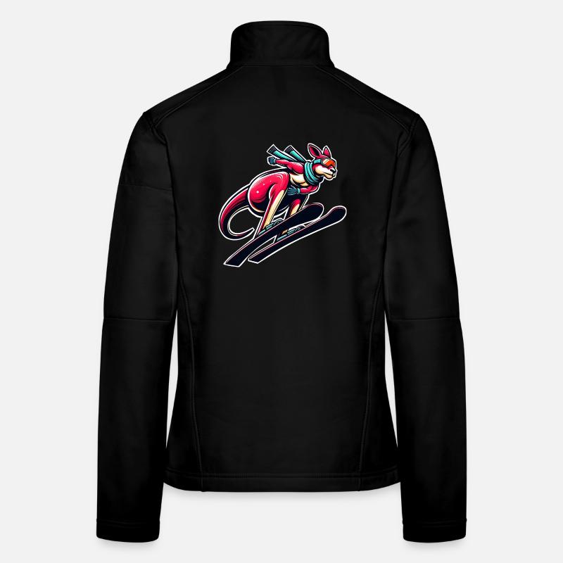 Kangaroo skiing Winter sports fun Women's Softshell Jacket