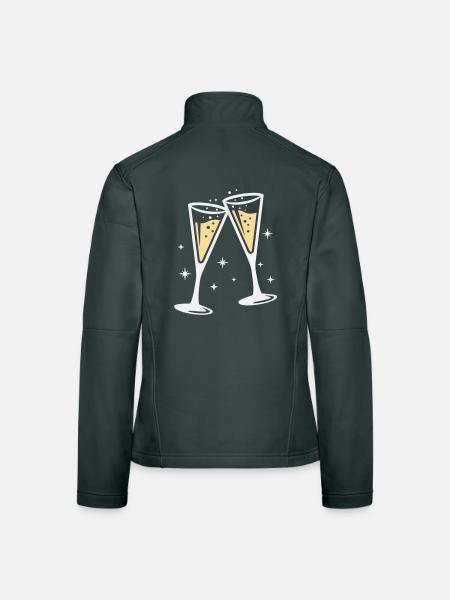 Sektglas Prosecco Sekt Alkohol Prost - Women's Softshell Jacket - black - Back