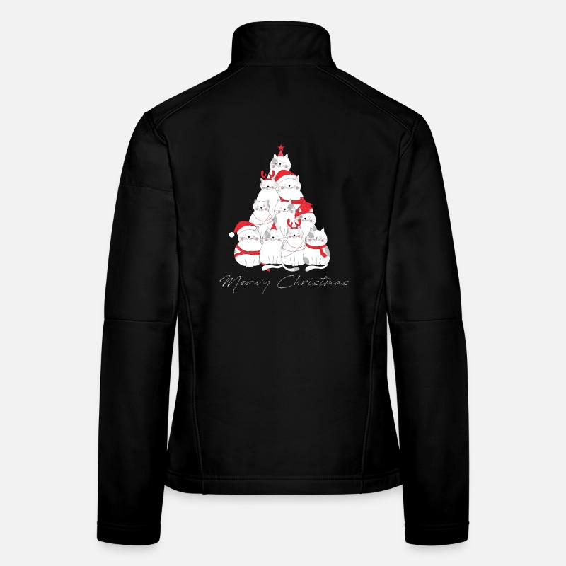 Arbre à chat de Noël miaou Veste en tissu softshell Femme