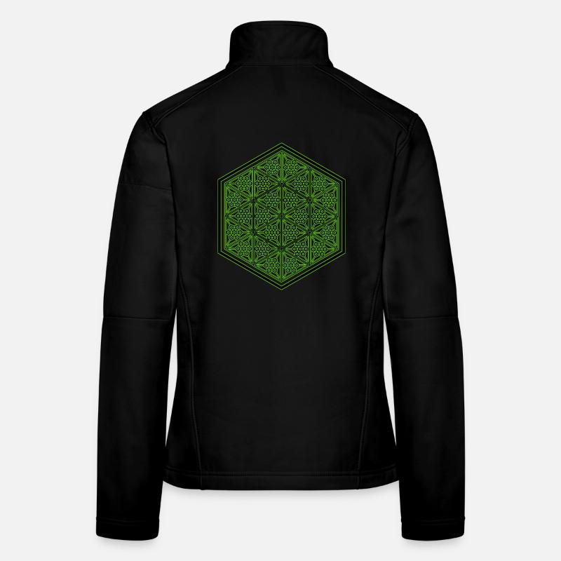 Geometric Hexagon Pattern Yoga Goa Psytrance Women's Softshell Jacket