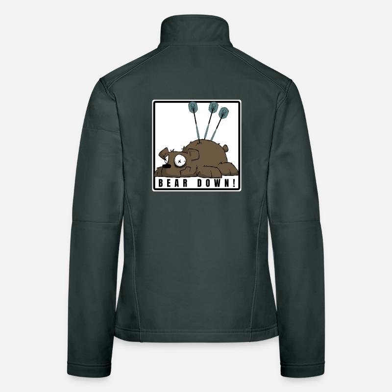 Lustiges Darts Comic Motiv. BEAR DOWN ! Frauen Softshelljacke