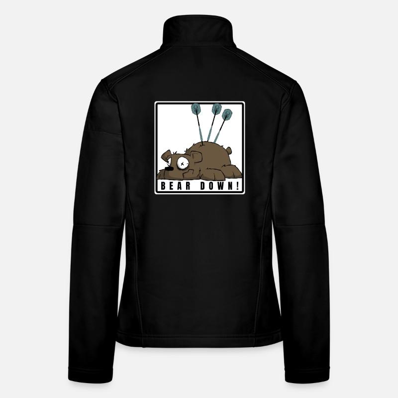 Funny darts comic motif. BEAR DOWN ! Women's Softshell Jacket