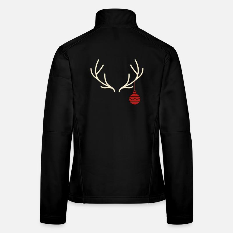 Geweih mit roter Weihnachtskugel – Yule Stil Frauen Softshelljacke