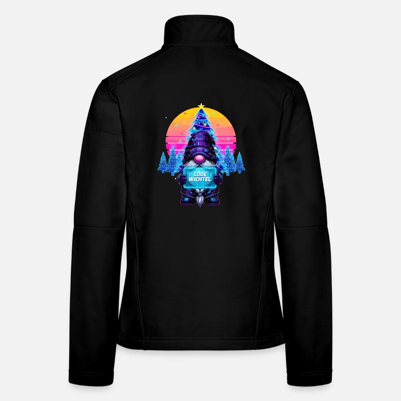 Cyberpunk Code Gnome - Synthwave Xmas Nerd Women's Softshell Jacket