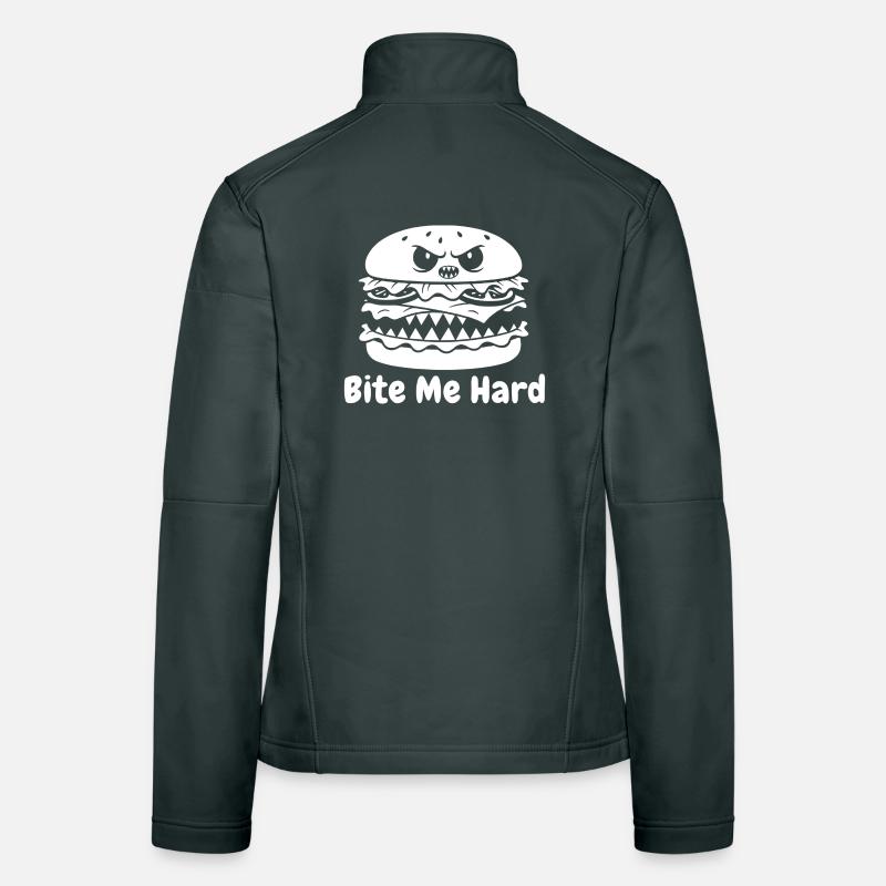 Angry hamburger bite design Women's Softshell Jacket
