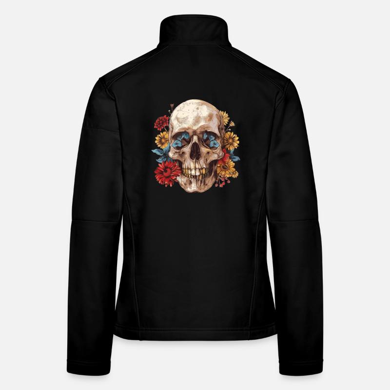 Skull, skull with flowers Women's Softshell Jacket