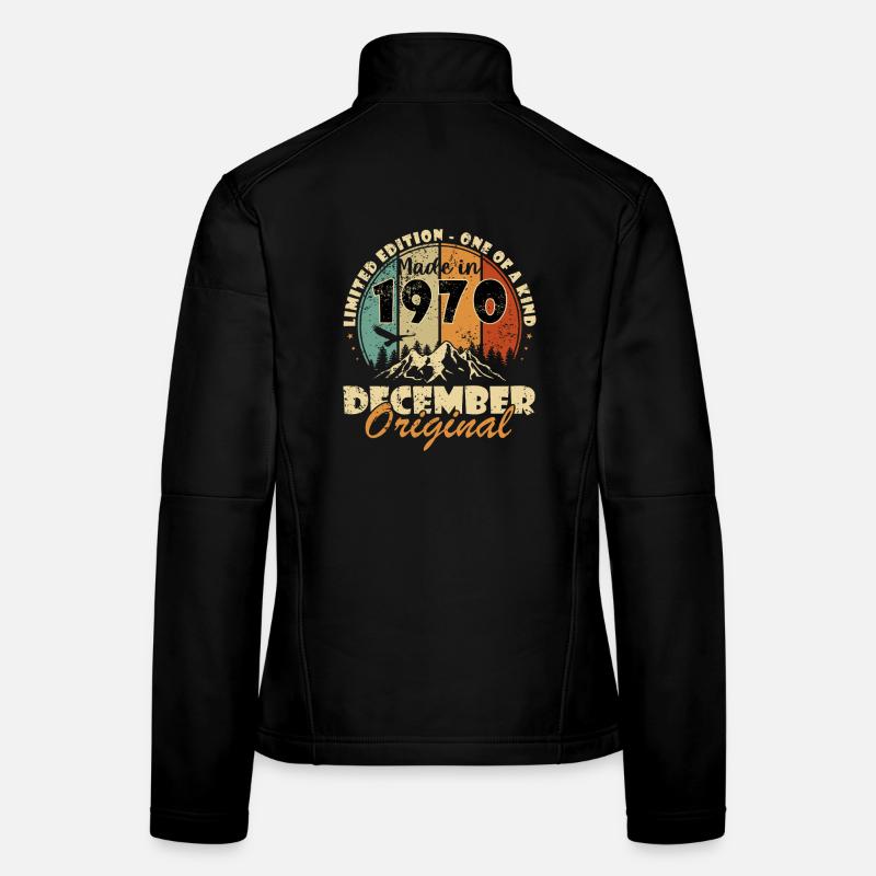 Décembre 1970 Anniversaire Décembre 1970 Décembre Veste en tissu softshell Femme