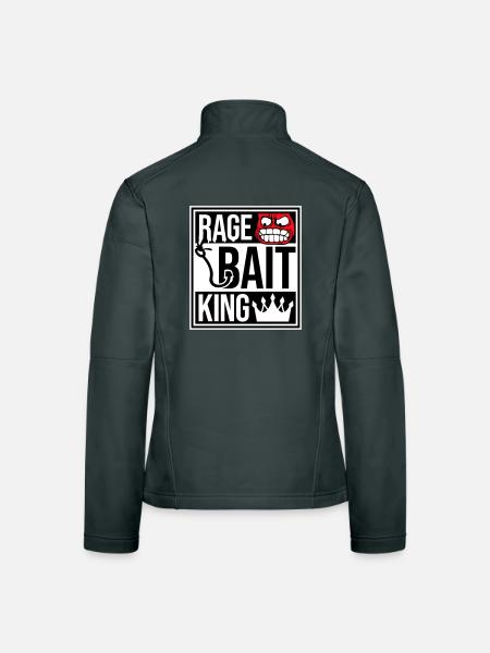 Rage Bait King Online Troll Attention Fun - Women's Softshell Jacket - black - Back