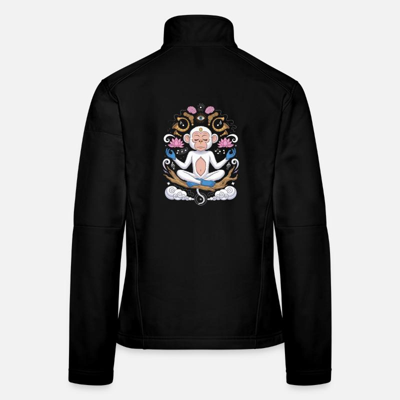  Meditierender Affe mit Lotusbett und Frauen Softshelljacke