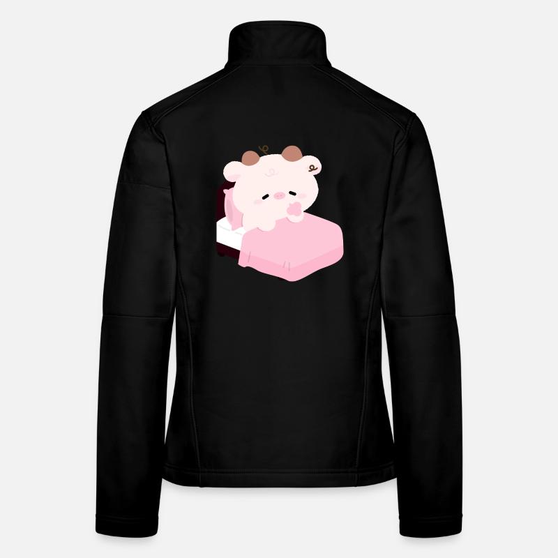 Schläfrige rosa Kuh Kawaii Schlafenszeit Frauen Softshelljacke