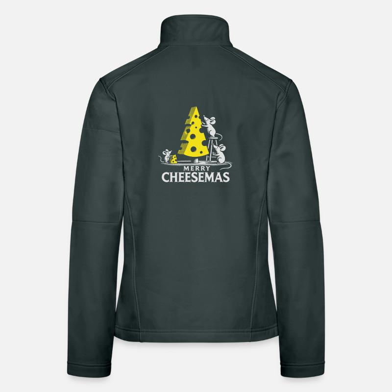 Merry Cheesemas Cute Mice & Cheese Tree Tee Women's Softshell Jacket