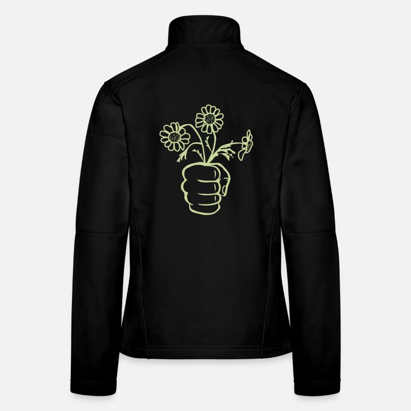 Une main de poing avec un bouquet de fleurs Veste en tissu softshell Femme