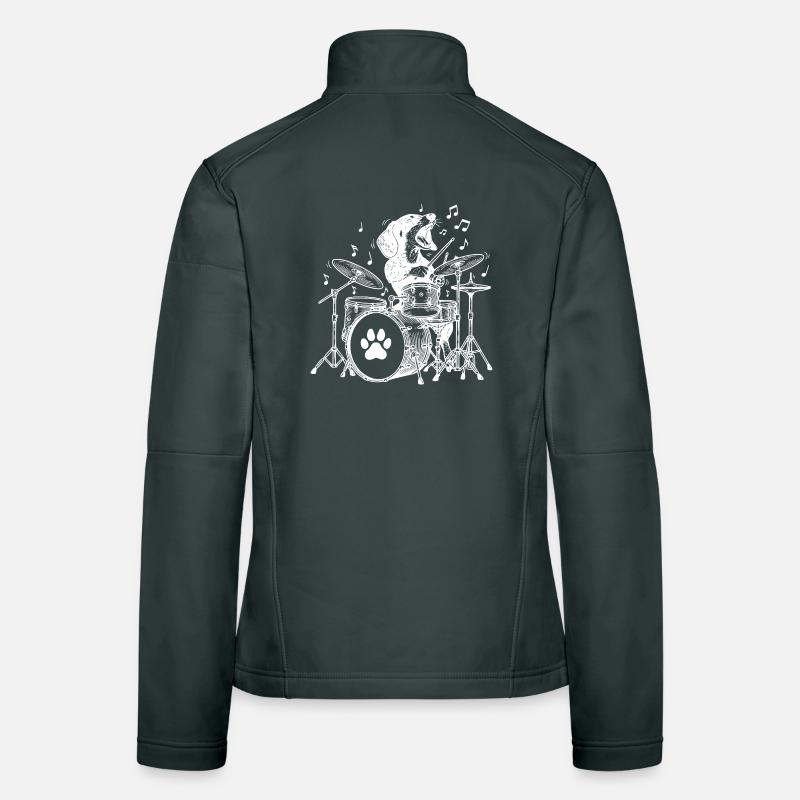 Musical Dachshund Drummer Women's Softshell Jacket