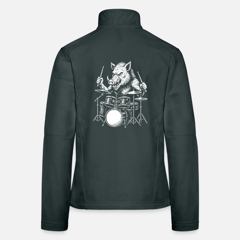 Boar Drummer Rock Attack Women's Softshell Jacket