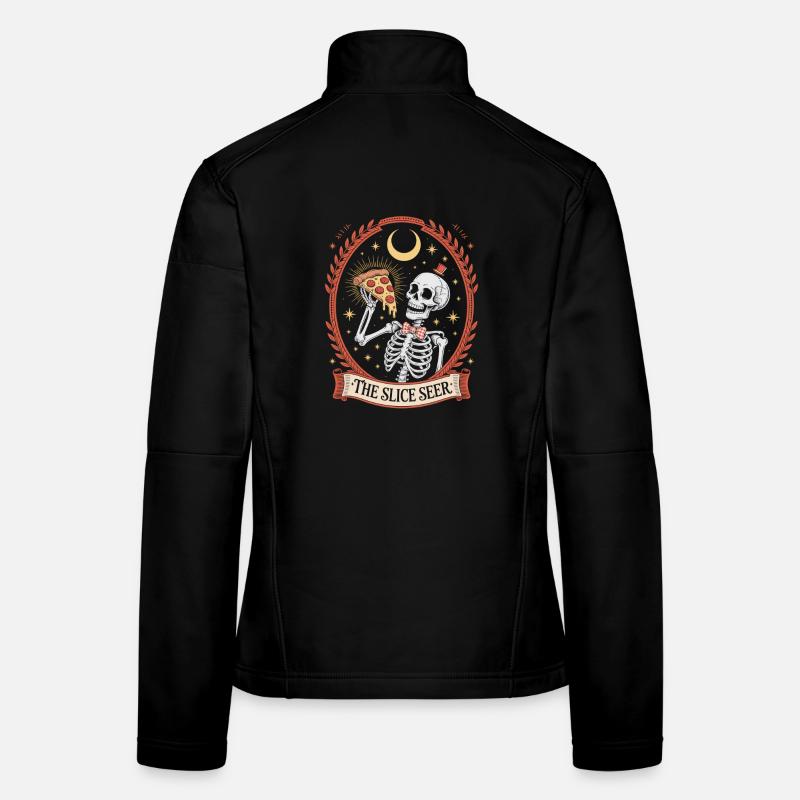The Slice Seer Pizza Skeleton Moon Occult Women's Softshell Jacket