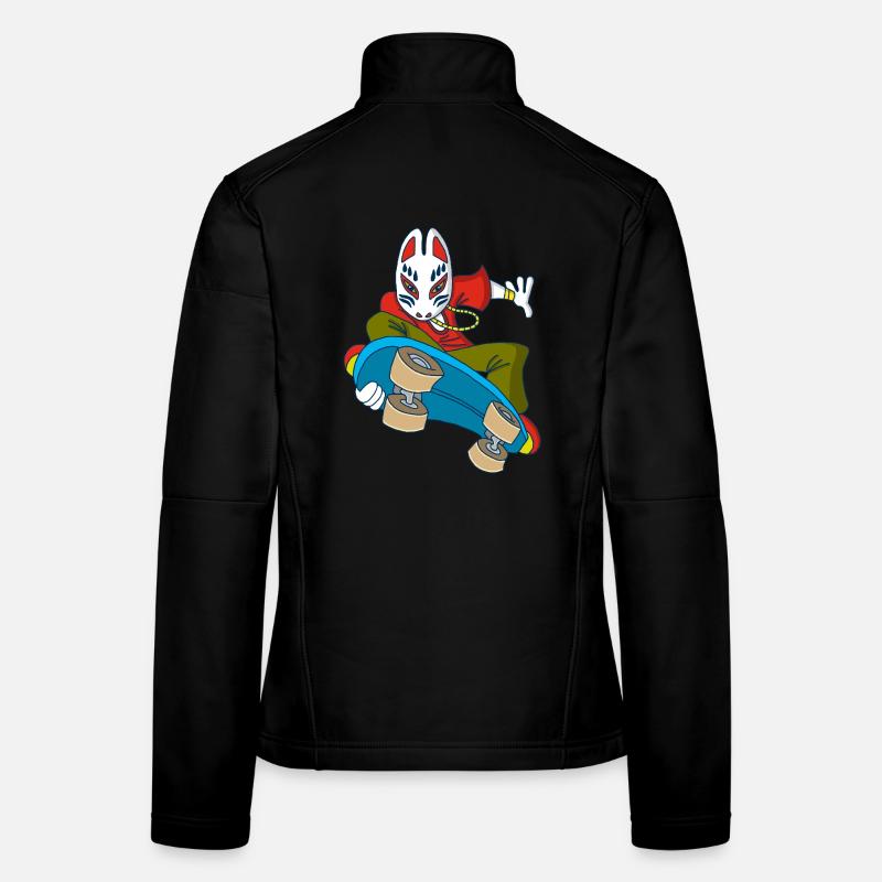 Japanese Fox on a Skateboard Women's Softshell Jacket
