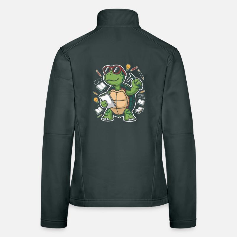 Learning turtle with glasses Women's Softshell Jacket
