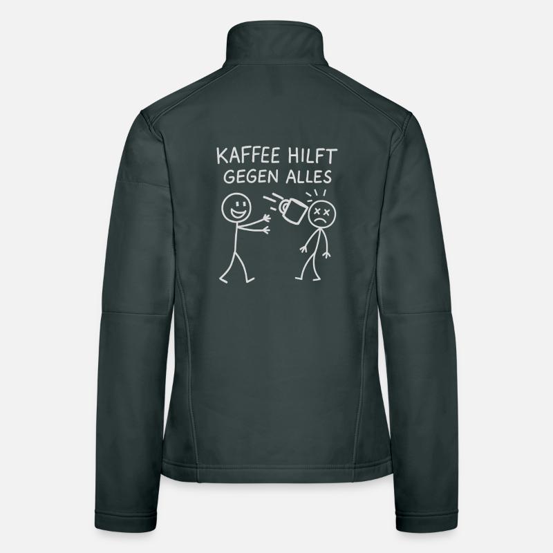 Kaffee hilft gegen alles Strichmännchen Frauen Softshelljacke
