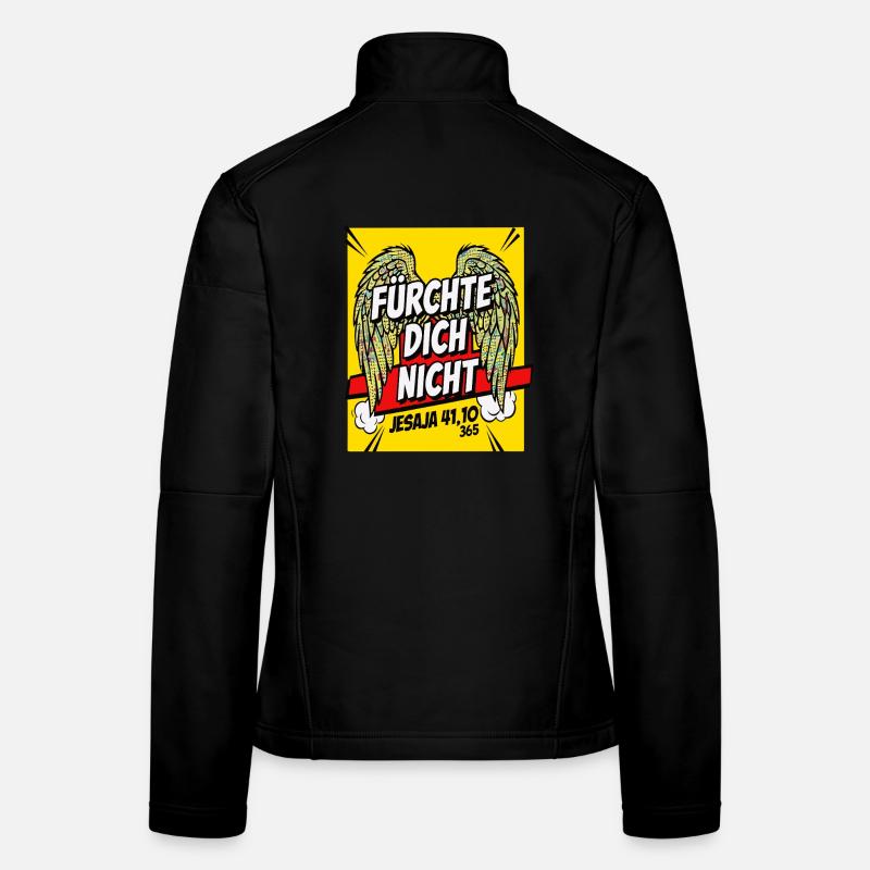 FEAR NOT Bible Verse Wings Comic Yellow Women's Softshell Jacket
