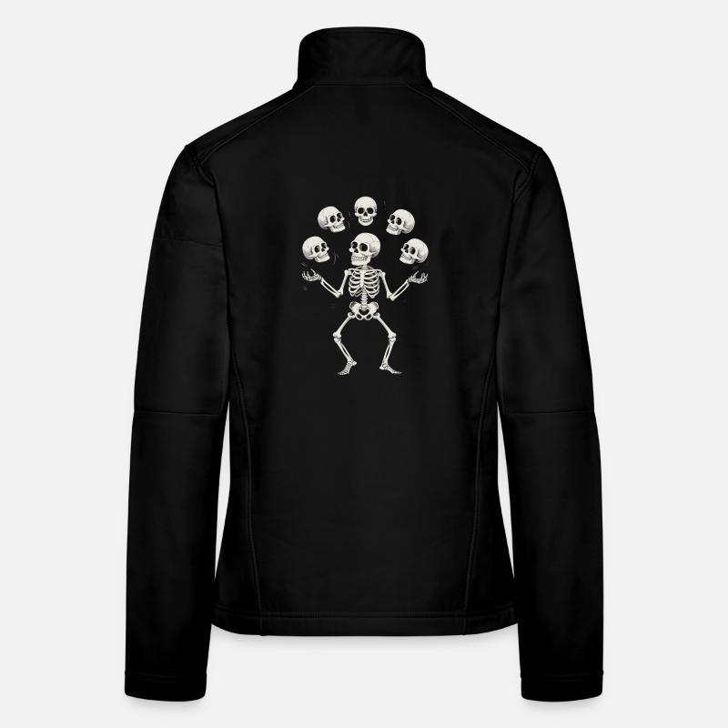 Skeleton juggling with skulls art Women's Softshell Jacket