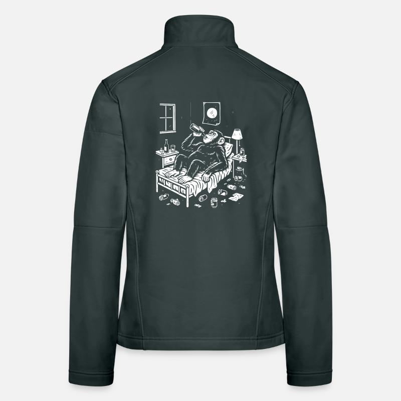Bedtime Monkey Drinking Nightcap Women's Softshell Jacket