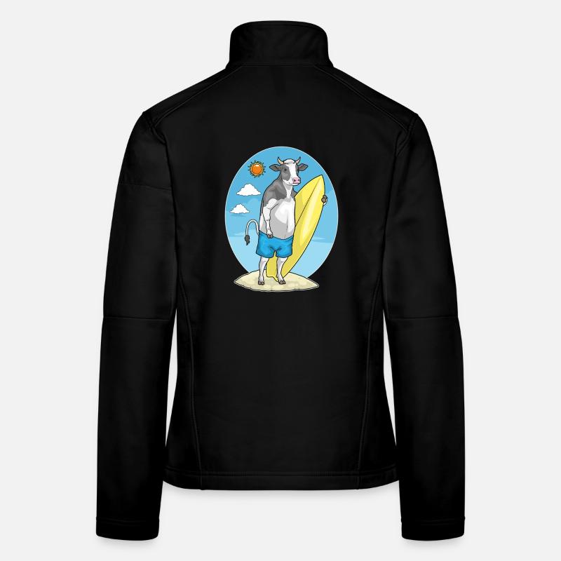Kuh Strand Surfbrett Sommer Frauen Softshelljacke