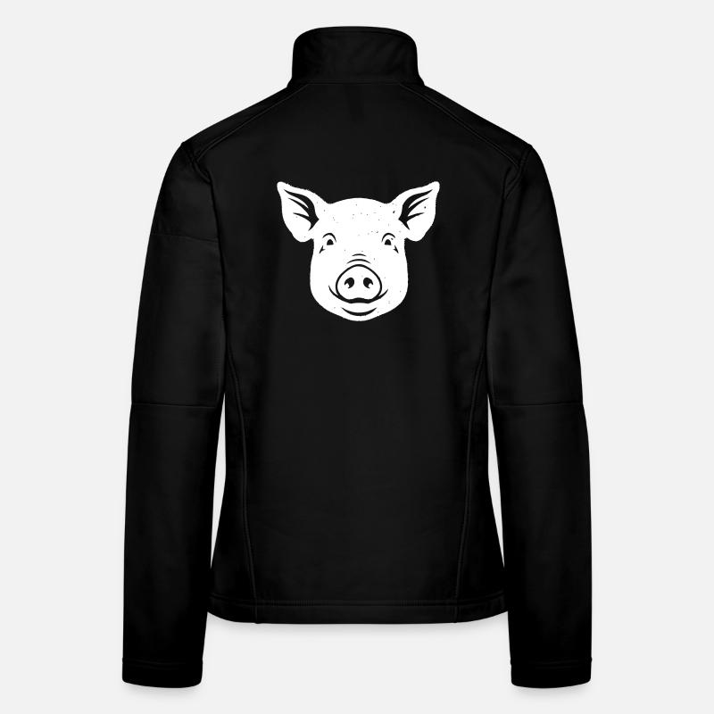 Pig Head Face Farm Vector Women's Softshell Jacket