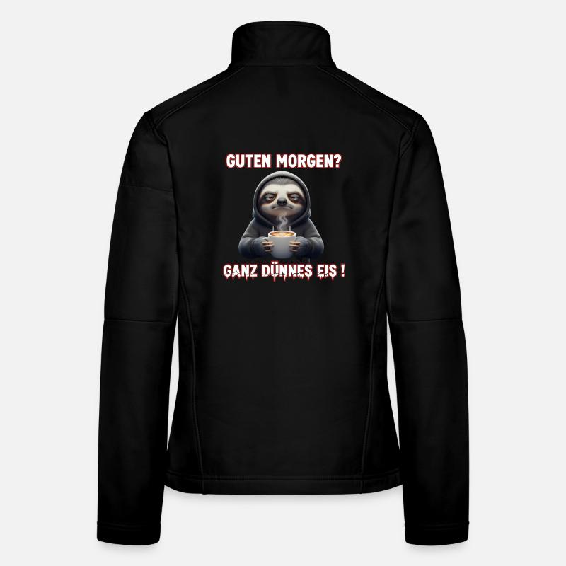 Coffee Sloth Funny Morning Grouch Very Thin Egg Women's Softshell Jacket