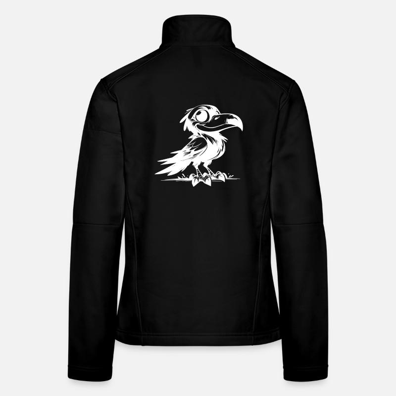 Spaßiger lachender Rabe mit goßen Augen Frauen Softshelljacke