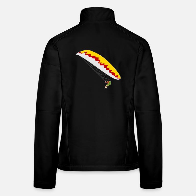 Bunter Gleitschirm - Frauen Softshelljacke - Schwarz