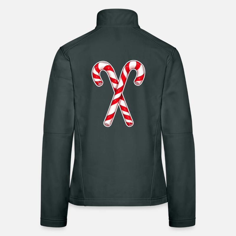 Crossed Candy Cane Duo Women's Softshell Jacket