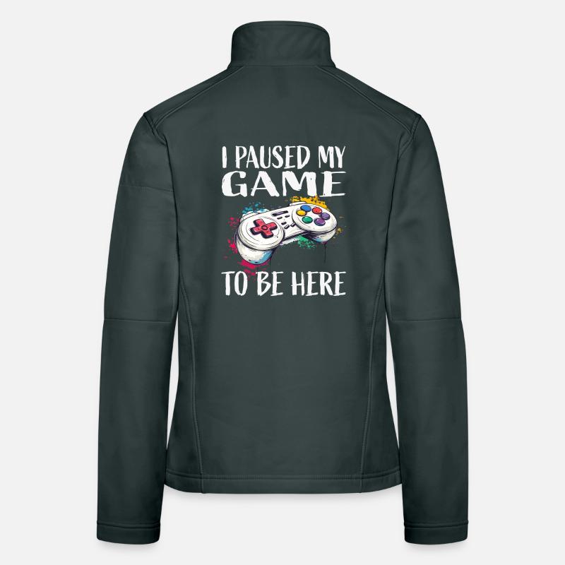 Ich pausierte mein Spiel Game Controller Frauen Softshelljacke