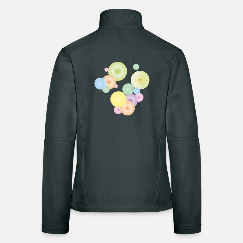 Pastell-Rosetten – dekorative Fächerstruktur Frauen Softshelljacke