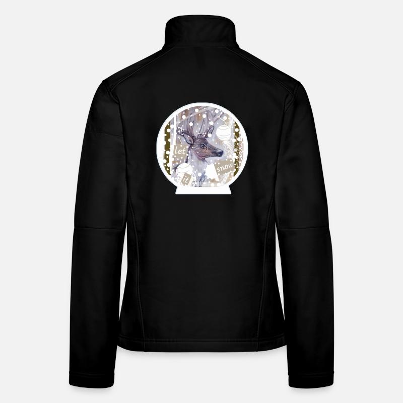 Schneekugel Hirsch  - Frauen Softshelljacke - Schwarz