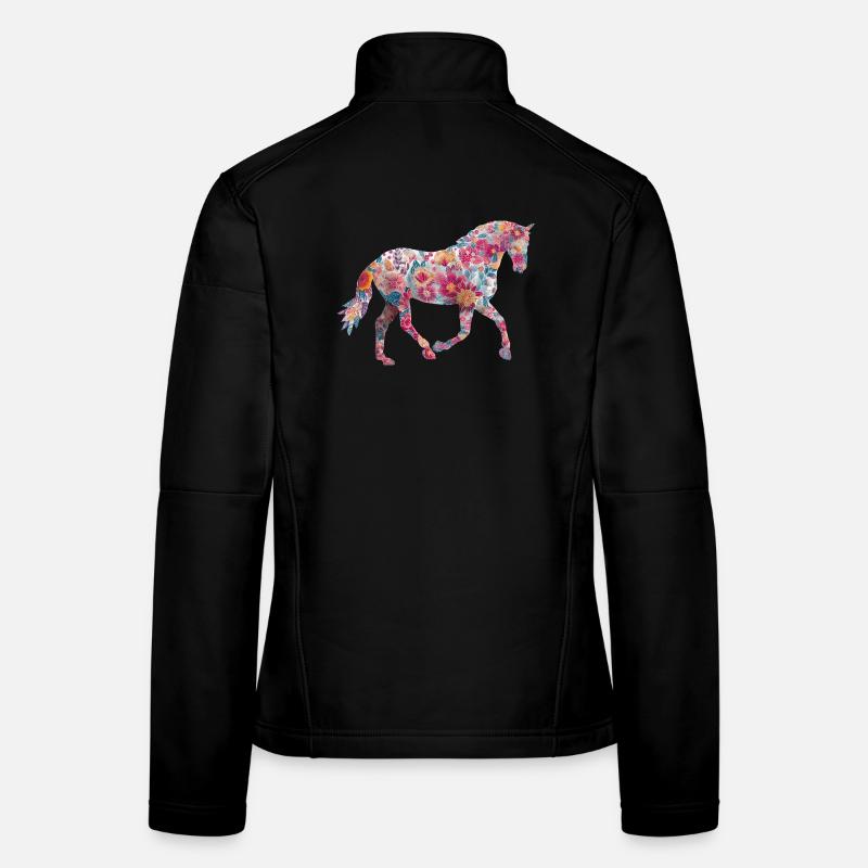 Pferd Blumen Muster Frauen Softshelljacke