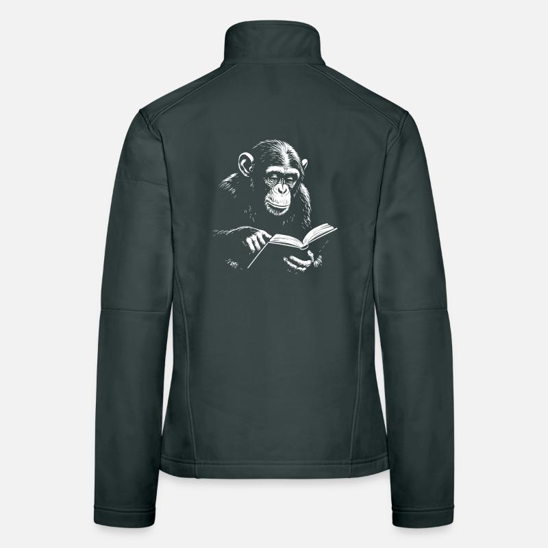 Reading Monkey Illustration Women's Softshell Jacket