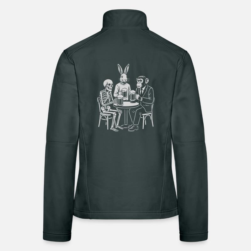 Pub Night Trio: Skeleton Rabbit and monkey Women's Softshell Jacket