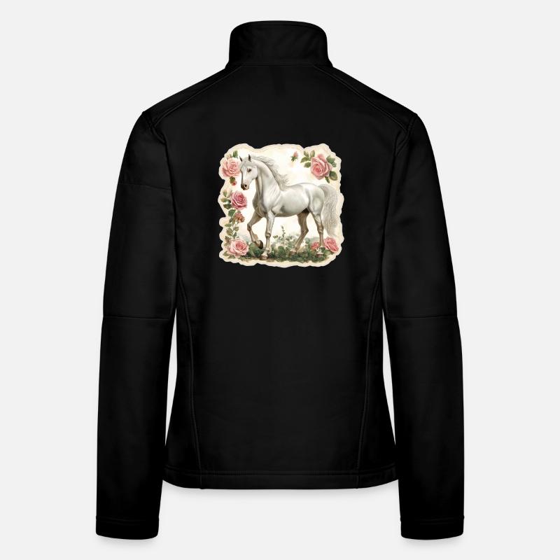 Fleurs vintage pour chevaux Veste en tissu softshell Femme