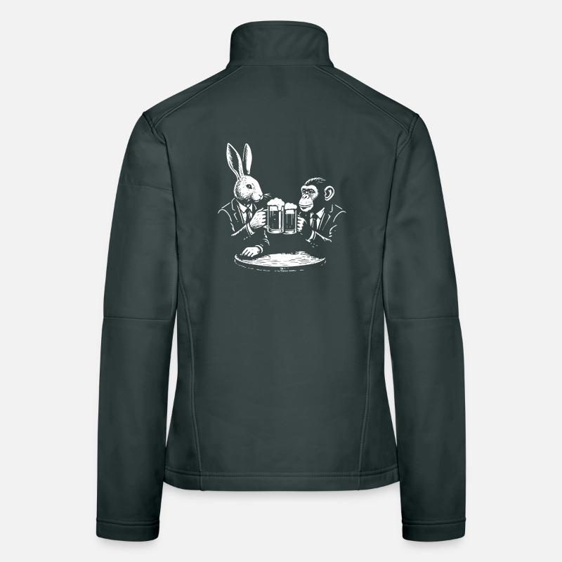 rabbit and monkey are drinking beer in the pub Women's Softshell Jacket