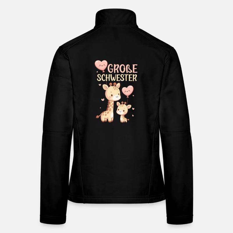 Big Sister Giraffe Sibling Women's Softshell Jacket