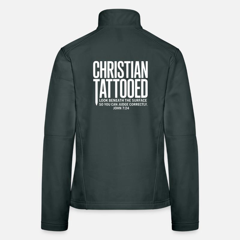 Regard de tatouage chrétien sous la surface Veste en tissu softshell Femme